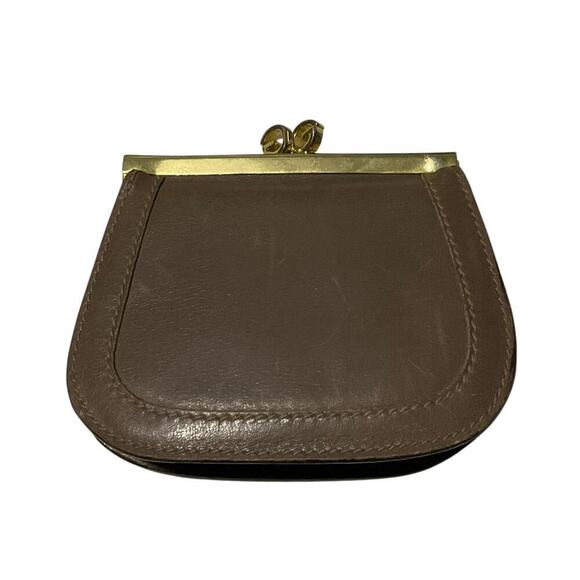 Gucci Vintage Mini Brown Leather GG Clasp lock Purse Coin Case - Picture 2 of 16